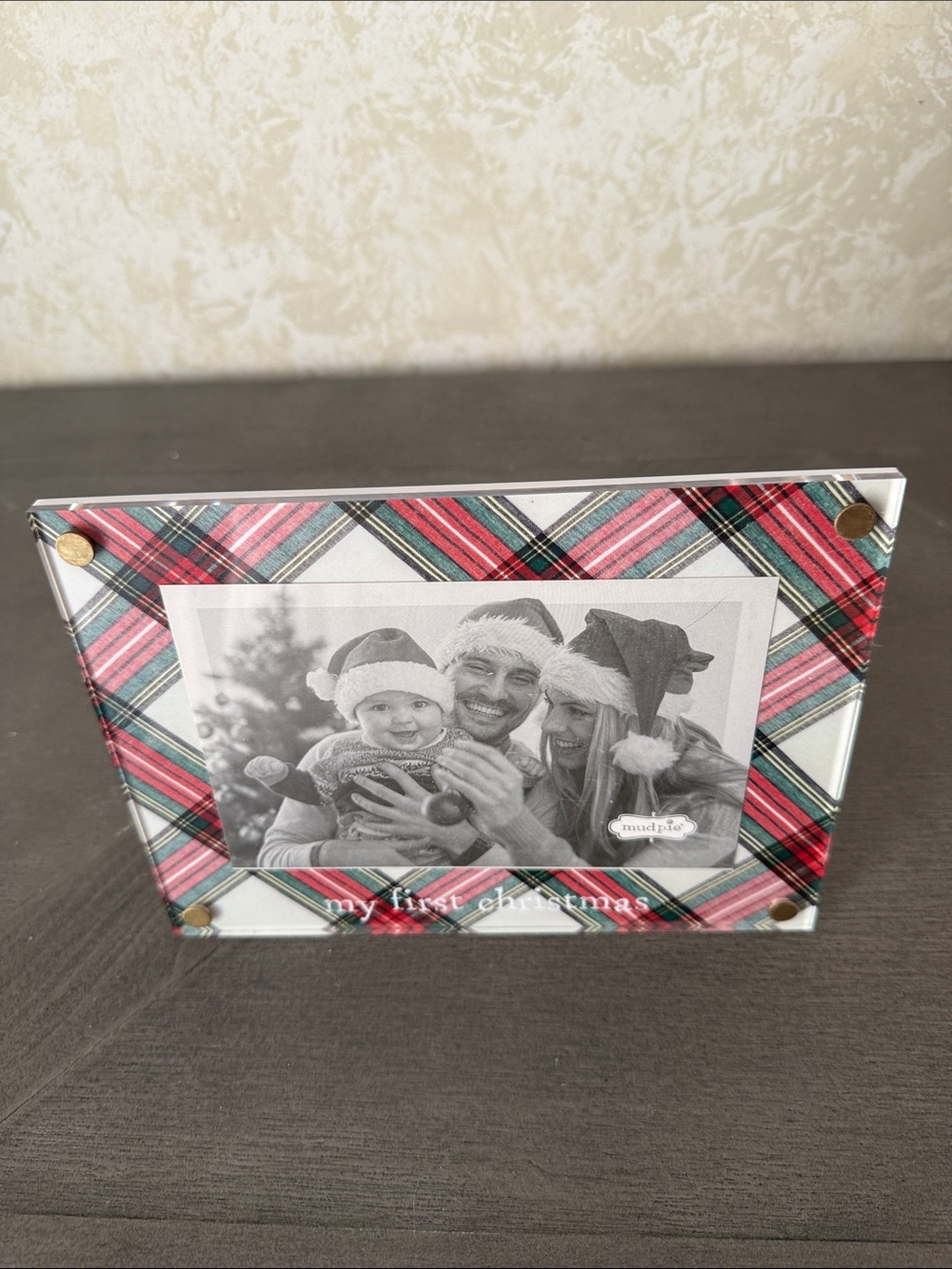 Mud Pie Plaid Glass Frame in Red, Green & White